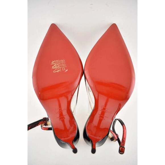 Christian Louboutin Optichoc 100 Black Red Patent PVC Ankle Strap Heel Pump 38.5 - Picture 12 of 12